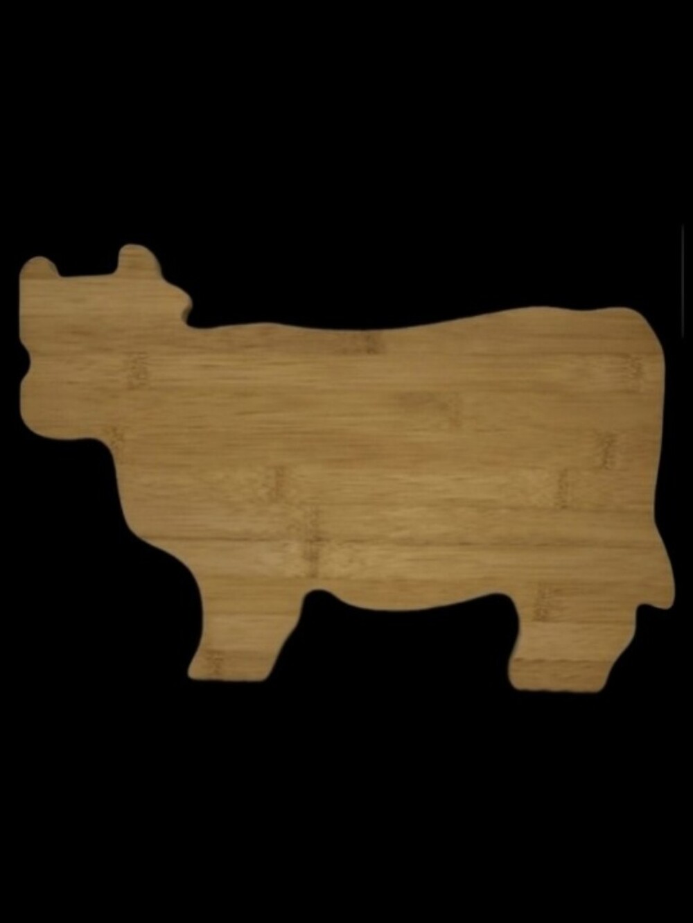 NIB-COW SHAPED BAMBOO CUTTING BOARD & SERVING TRAY